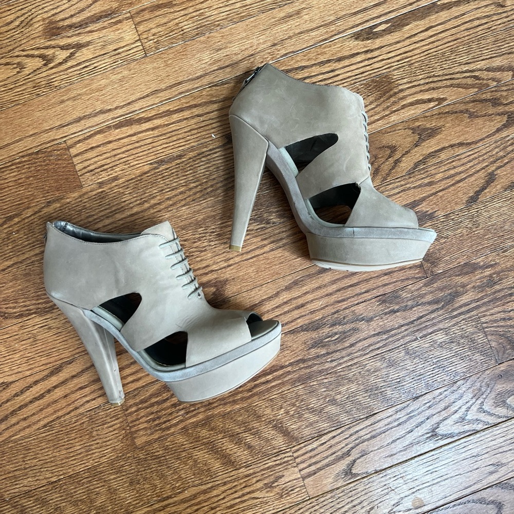 Chic Beige Cutout Platform Heels